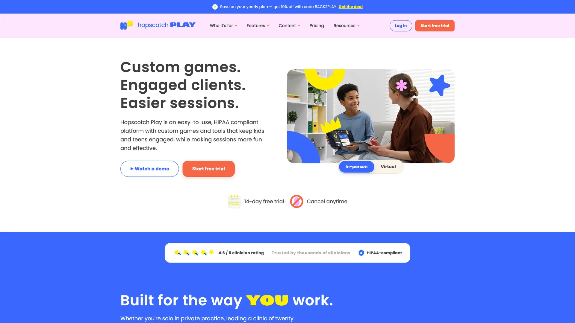 Hopscotch Play website homepage